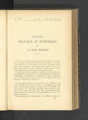 Étude Politique et Économique sur le Siam Moderne.