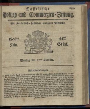 1806tes Jahr. 44tes Stück. Montag den 27ten October