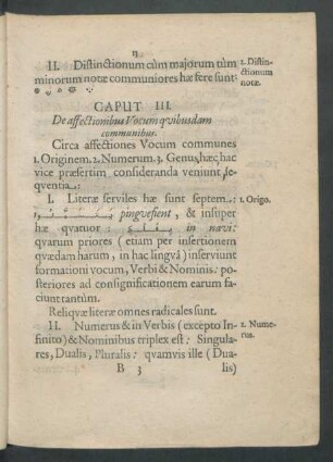 Caput III. De affectionibus Vocum quibusdam communibus.