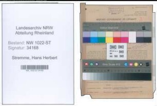 Entnazifizierung Hans Herbert Stremme , geb. 21.05.1913 (Technischer Angestellter)