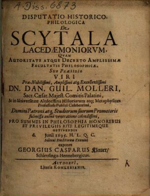 Disputatio historico-philologica de scytala lacedaemoniorum