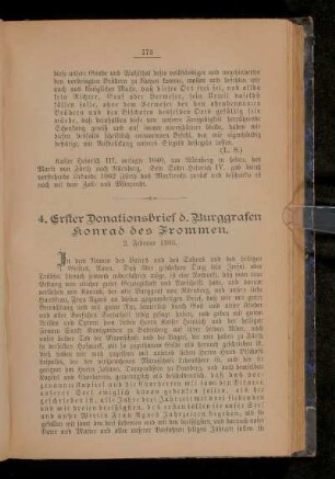 4. Erster Donationsbrief d. Burggrafen Konrad des Frommen.