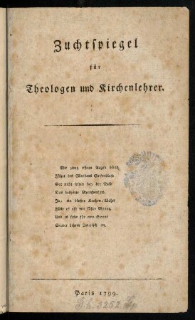 169-457, Zuchtspiegel fuer Theologen und Kirchenlehrer