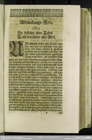 Abdankung : Abdanckungs-Rede
