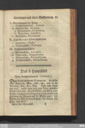 Das II Hauptstück. Vom Geschlechtsworte (Articulo).