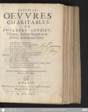Toutes les oeuvres charitables de Philbert Guybert
