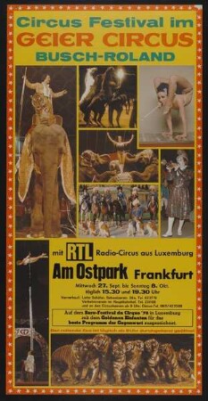 Geier Circus Busch-Roland - Circus Festival, Frankfurt am Main, 1978
