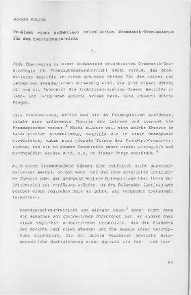 Probleme einer didaktisch orientierten Grammatik-Terminologie für den Englischunterricht