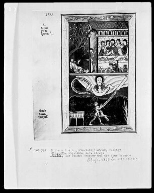 Psalterium mit Kalendarium — Bildseite mit zwei Miniaturen, Folio 70verso