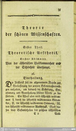 Erster Theil. Theoretische Aesthetik
