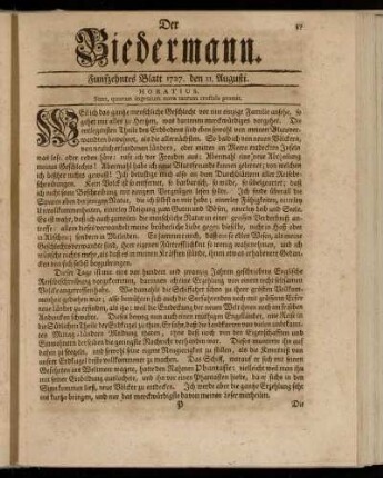 Funfzehntes Blatt 1727. den 11. Augusti