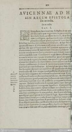 AVICENNAE AD HASEN REGEM EPISTOLA De re recta.