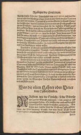 Was die alten Lehrer oder Veter vom Opffer schreiben.