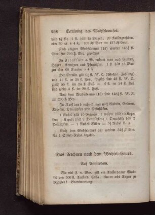 Das Rechnen nach dem Wechsel-Cours.