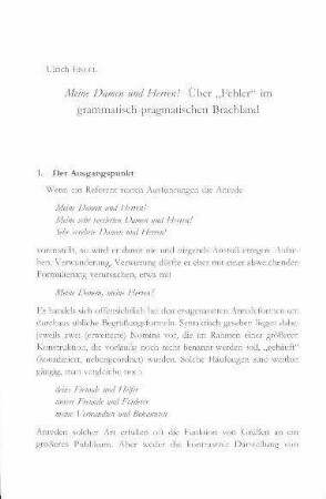 Meine Damen und Herren! : über „Fehler“ im grammatisch-pragmatischen Brachland