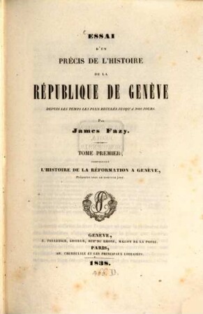Essai d'un precis de l'histoire de la republique de Genève