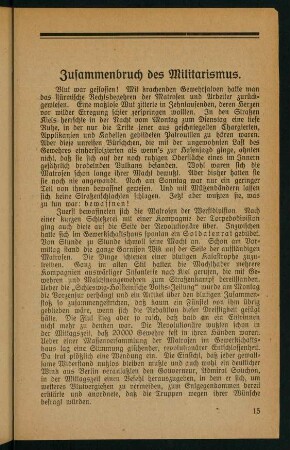 15-19, Zusammenbruch des Militarismus