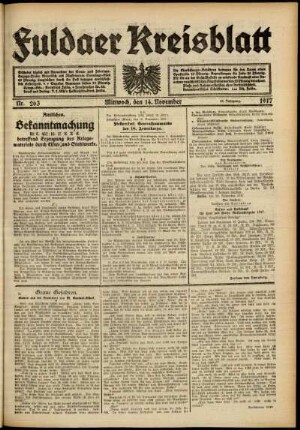 Ausgabe vom Mittwoch, den 14. November 1917.