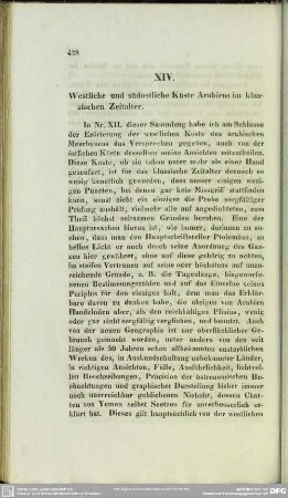 XIV. Westliche und südöstliche Küste Arabiens im klassischen Zeitalter