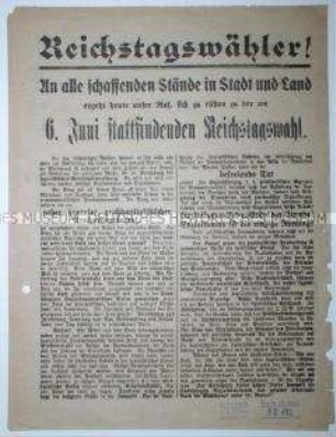 Aufruf der USPD zur Reichstagswahl 1920