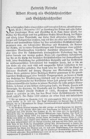 Heinrich Reincke. Albert Krantz als Geschichtsforscher und Geschichtsschreiber