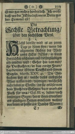 Die Sechste Betrachtung, über den sechsten Vers
