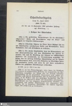 Schulbedarfsgesetz vom 31. Juli 1922