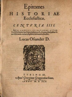 Epitomes historiae ecclesiasticae Centuriae decimae sextae. [3]