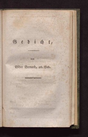 Gedicht von Esther Bernard, geb. Gad.
