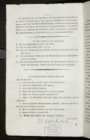 I. Von den gewöhnlichen Zeichen des Todes.