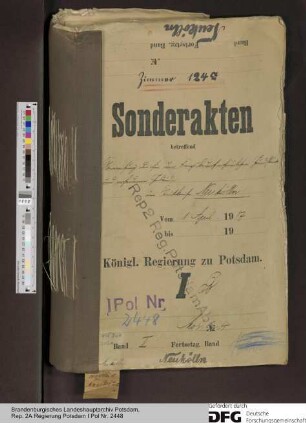 Überweisung der für den Kriegsbedarf erforderlichen Grundstücke und vorhandenen Gebäude im Stadtkreise Neukölln