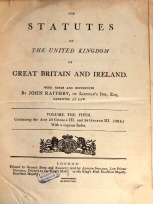 The statutes of the United Kingdom of Great Britain and Ireland. 23, 23 = Vol. 5. 1813/14 (1814)