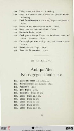 Antiquitäten, Kunstgegenstände (Nr. 409-683)