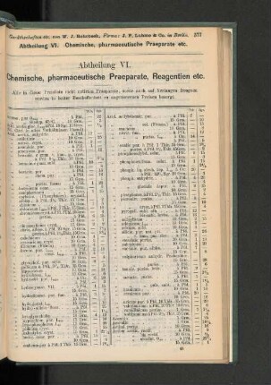 Chemische, pharmaceutische Praeparate, Reagentien etc.