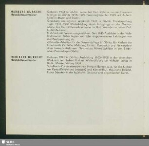 Herbert Burkert, Holzbildhauermeister - Heribert Burkert, Holzbildhauermeister