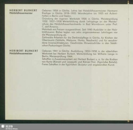 Herbert Burkert, Holzbildhauermeister - Heribert Burkert, Holzbildhauermeister