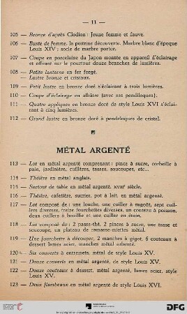 Métal Argenté (Nr. 113-123)