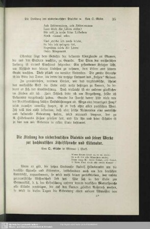 Die Stellung des niederdeutschen Dialekts und seiner Werke zur hochdeutschen Schriftsprache und Litteratur