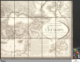 Carte générale orographique et hydrographique de l'Europe : qui montre les principales ramifications des montagnes fleuves et chemins : avec les principales villes