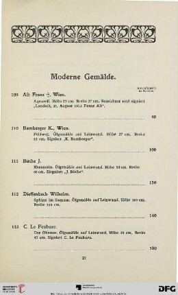 Moderne Gemälde (Nr. 109-128)