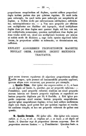 Explicit algorismus proportionum magistri Nicolay Orem. Parisius. Incipit secundus tractatus.