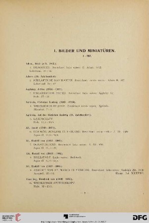 I. Bilder und Miniaturen (Nr. 1-737)
