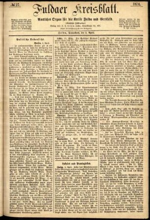 Ausgabe vom Samstag, den 04. April 1874.