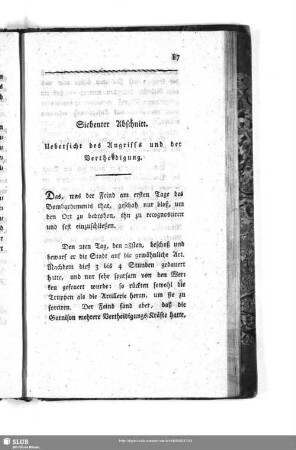 Siebenter Abschnitt. Uebersicht des Angriffs und der Vertheidigung