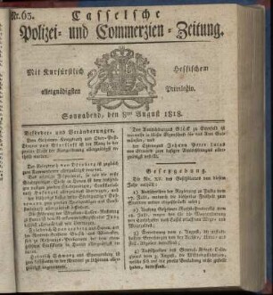 Nr. 63, Sonnabend, den 8ten August 1818