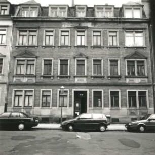 Dresden-Trachau, Teichstraße 3/5. Doppelwohnhaus. Um 1900. Straßenfront (Nr. 5)