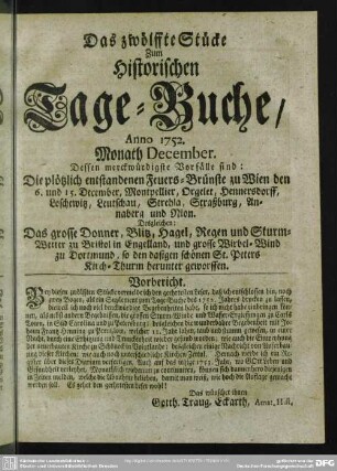 Das zwölffte Stücke. Monath December