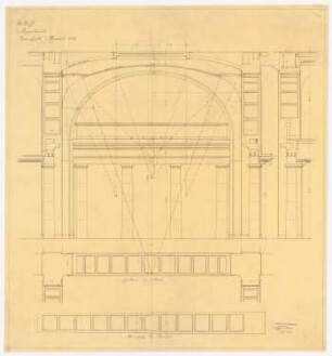 AEG-Hauptverwaltungsgebäude, Berlin: Querschnitt und Grundrisse der Kuppelhalle 1:25