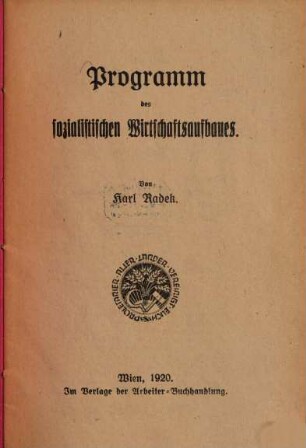 Programm des sozialistischen Wirtschaftsaufbaues