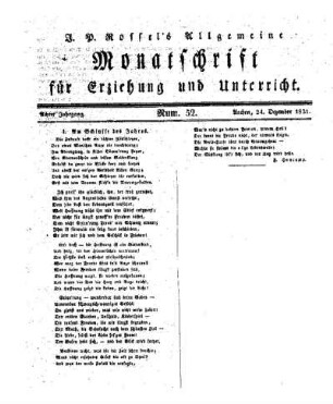 Am Schlusse des Jahres